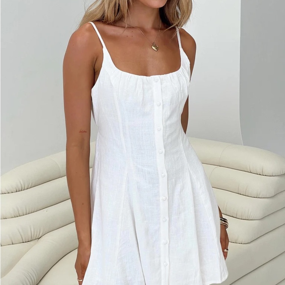 Princess Polly Elian Linen Blend Mini Dress White